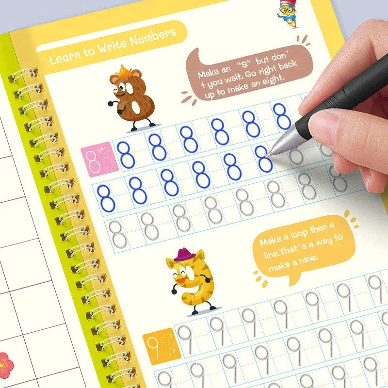 KIDS MAGIC PRACTICE BOOK FOR LEARNING & GROWTH (4 BOOKS + 1 PEN + 1 GRIP + 10 REFILL)
