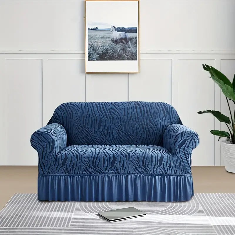 Zebra Velvet Sofa Covers With Frill & Without Frill - All Colors