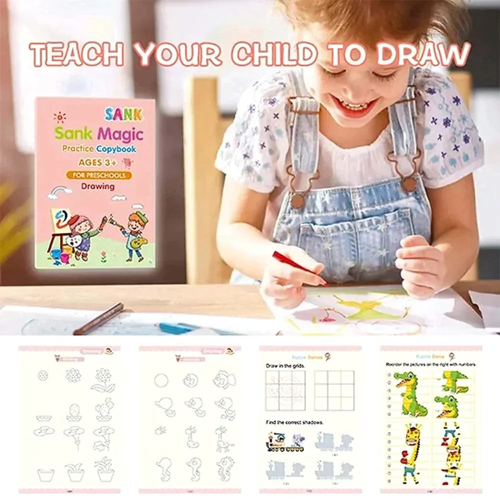 KIDS MAGIC PRACTICE BOOK FOR LEARNING & GROWTH (4 BOOKS + 1 PEN + 1 GRIP + 10 REFILL)