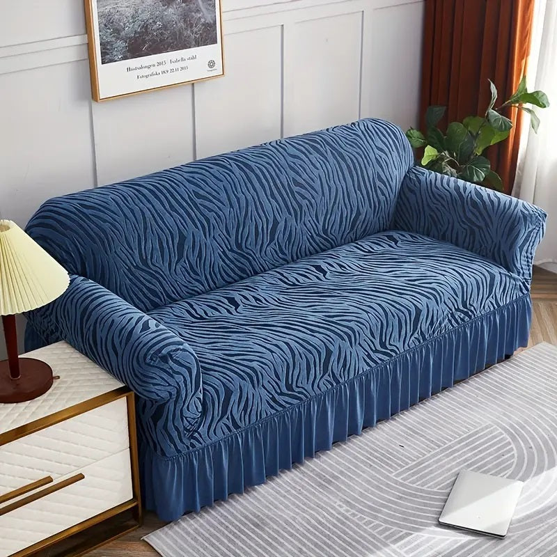 Zebra Velvet Sofa Covers With Frill & Without Frill - All Colors