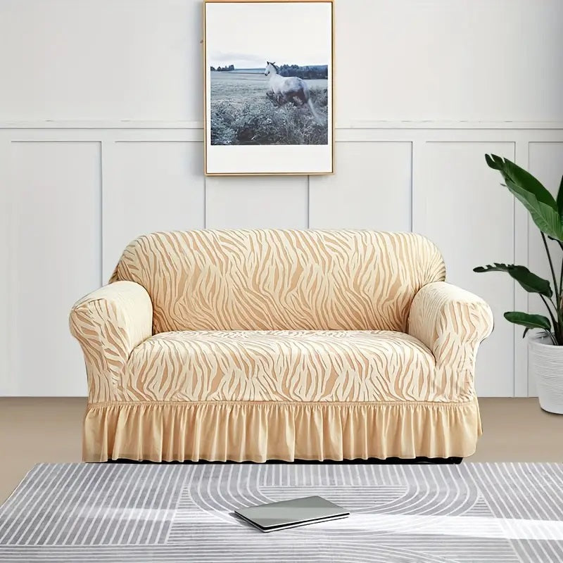 Zebra Velvet Sofa Covers With Frill & Without Frill - All Colors