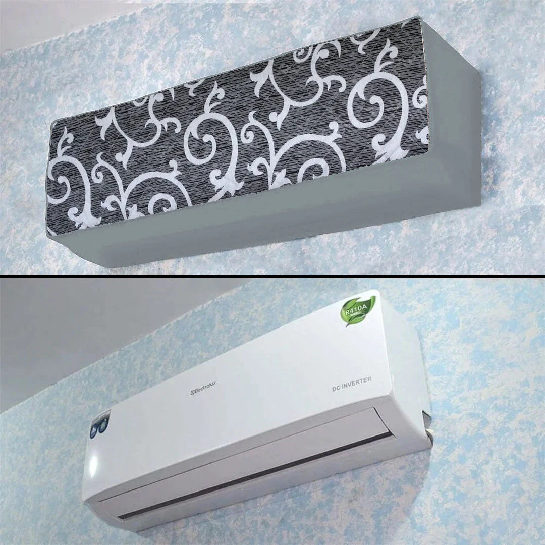 Printed Quilted AC Cover - Scroll Textured Black