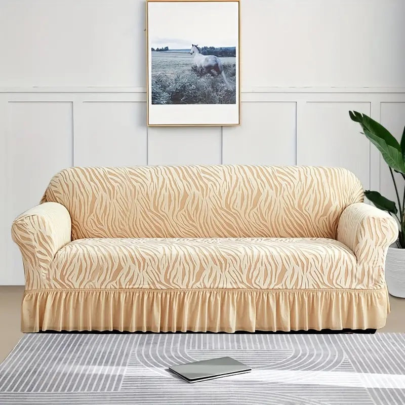 Zebra Velvet Sofa Covers With Frill & Without Frill - All Colors