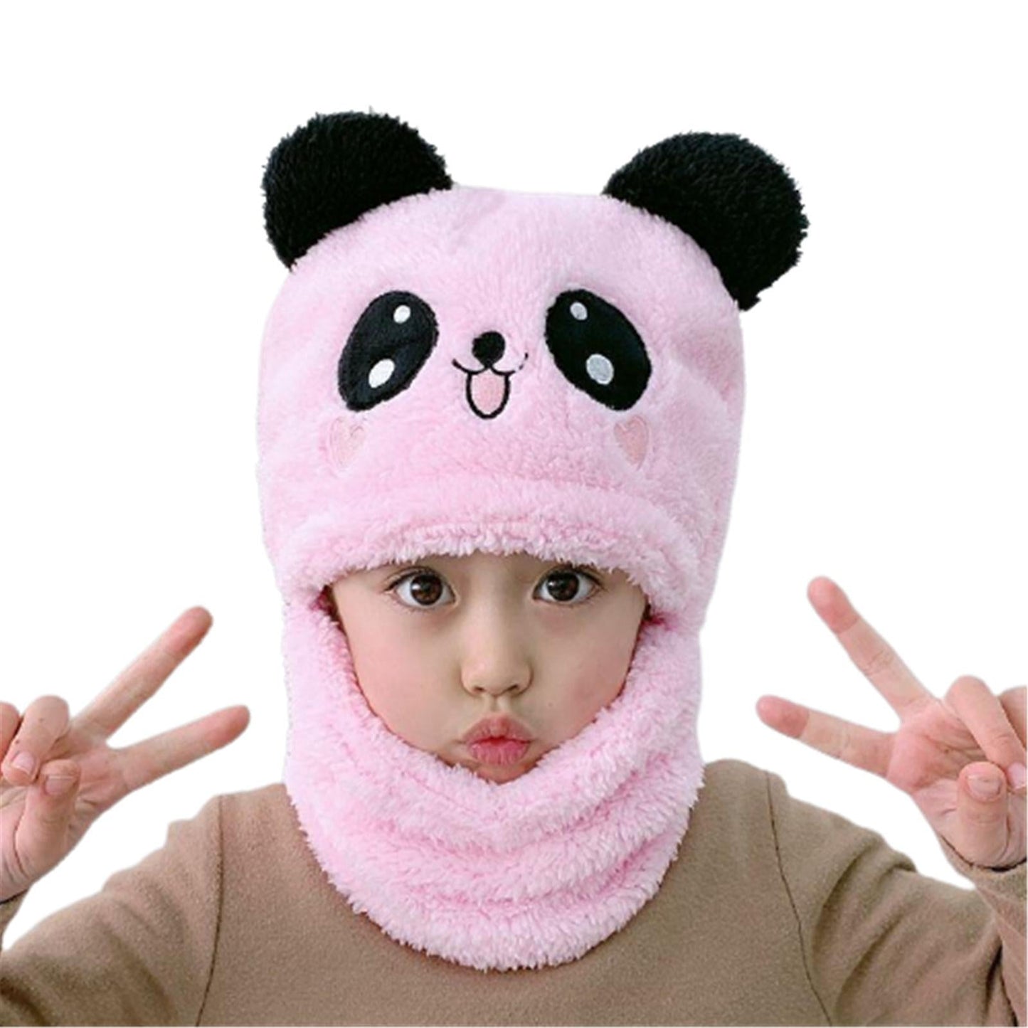 Winter Kids Hats Cute Cartoon Bear Ear Plush Caps Baby Hat
