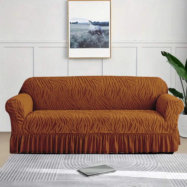 Zebra Velvet Sofa Covers With Frill & Without Frill - All Colors