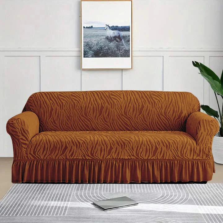 Zebra Velvet Sofa Covers With Frill & Without Frill - All Colors