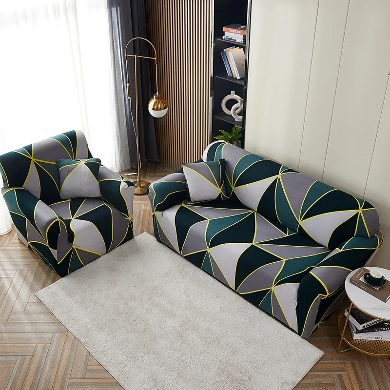 Printed Jersey Sofa Covers - Design-04 Zinc
