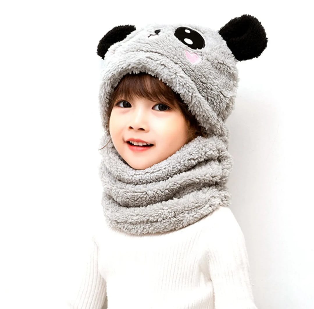 Winter Kids Hats Cute Cartoon Bear Ear Plush Caps Baby Hat