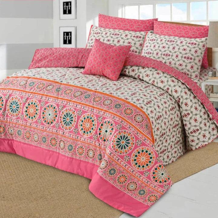 7 Pcs Comforter Set - Pink Ocean