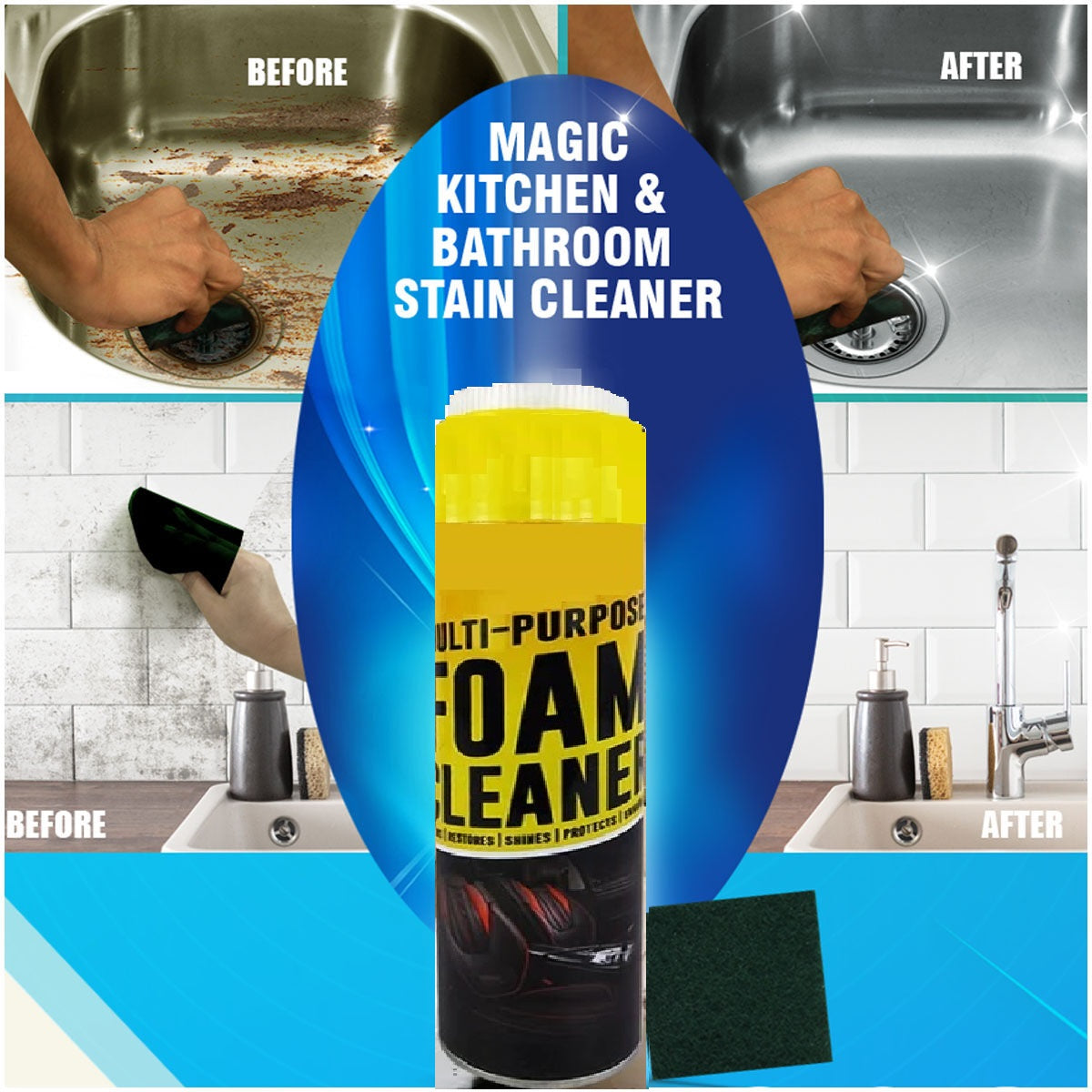 Multi Purpose Foam Cleaner Spray Powerful Stain Removal for Home