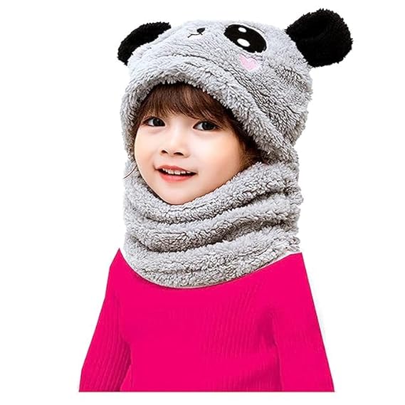 Winter Kids Hats Cute Cartoon Bear Ear Plush Caps Baby Hat