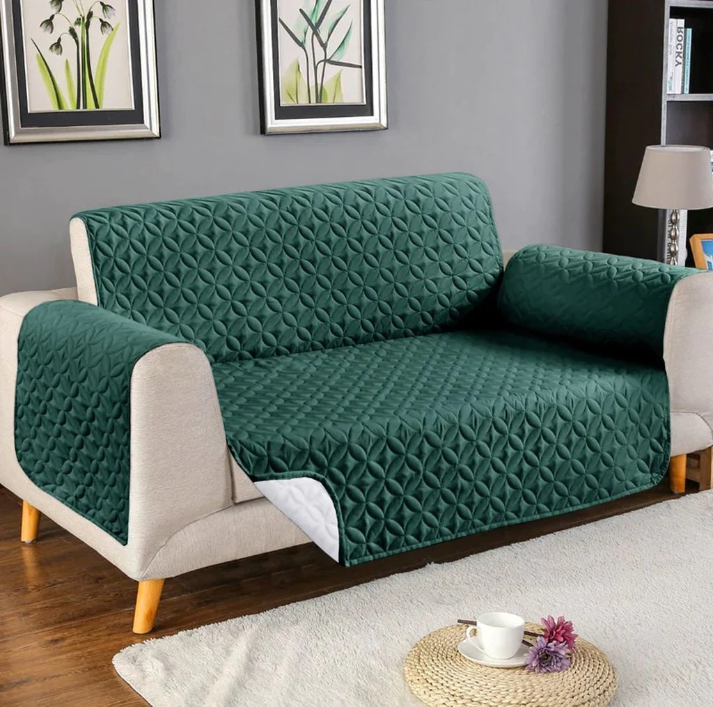 Ultrasonic Microfiber Sofa Cover Green