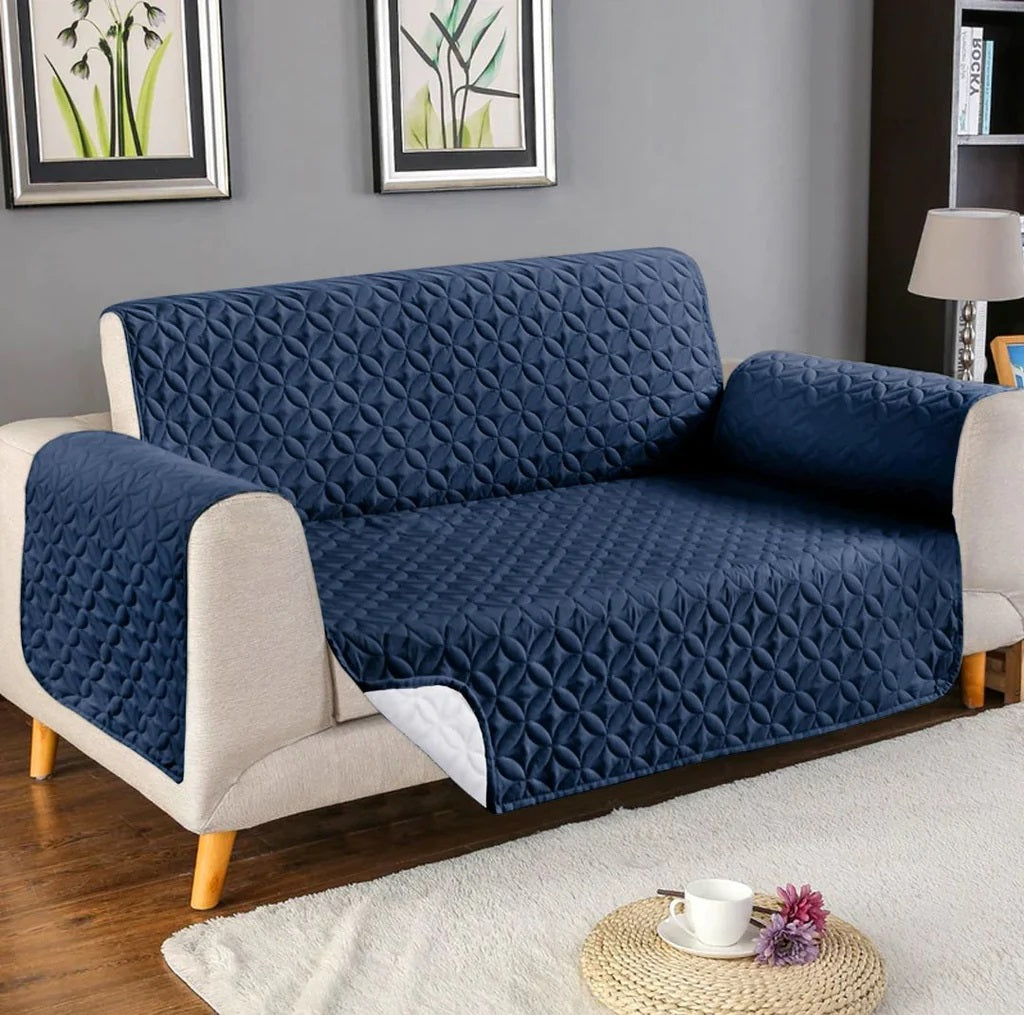 Ultrasonic Microfiber Sofa Cover Navy