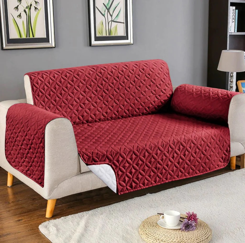 Ultrasonic Microfiber Sofa Cover Maroon