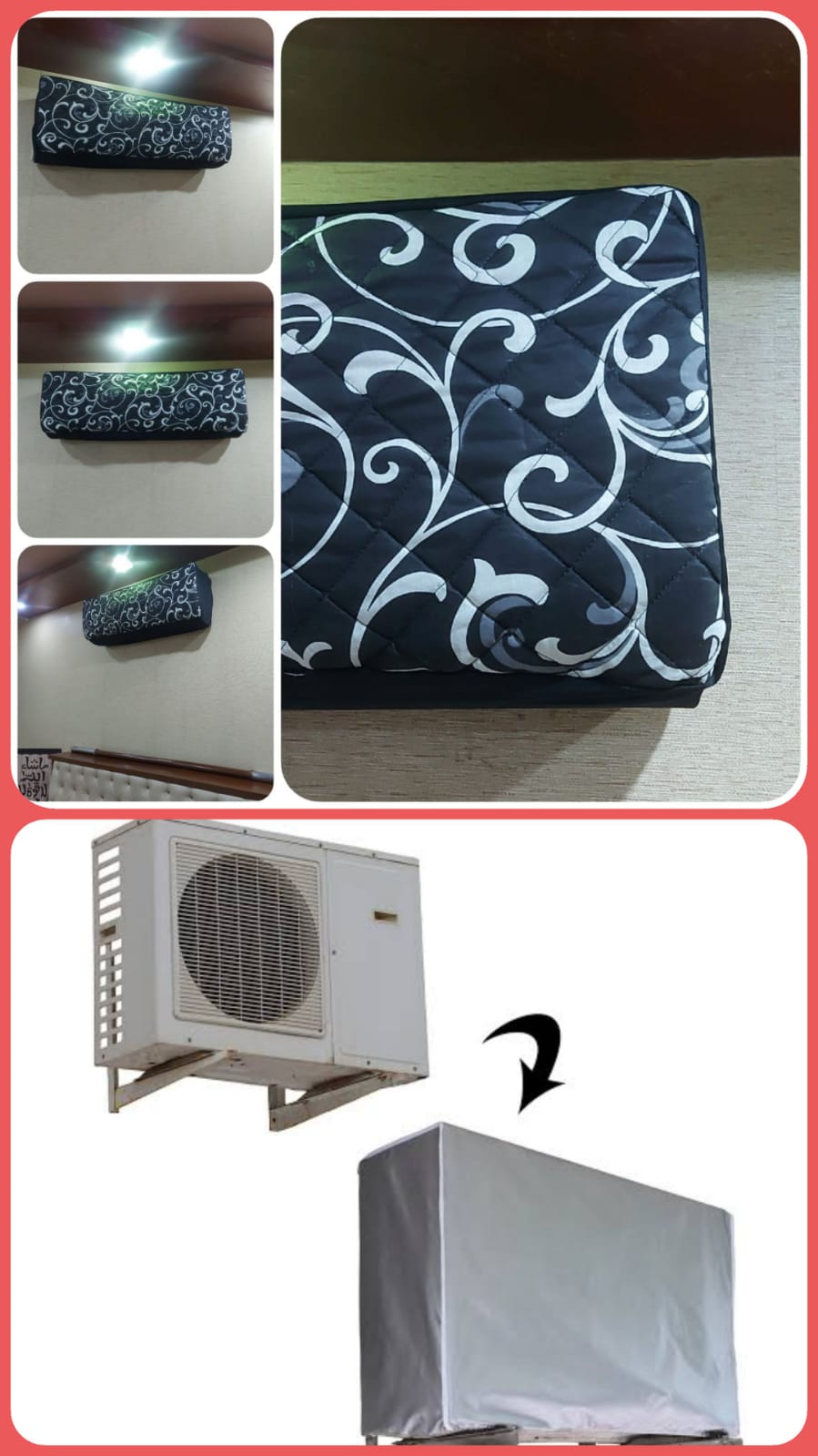 Printed Quilted AC Cover - Scroll Black