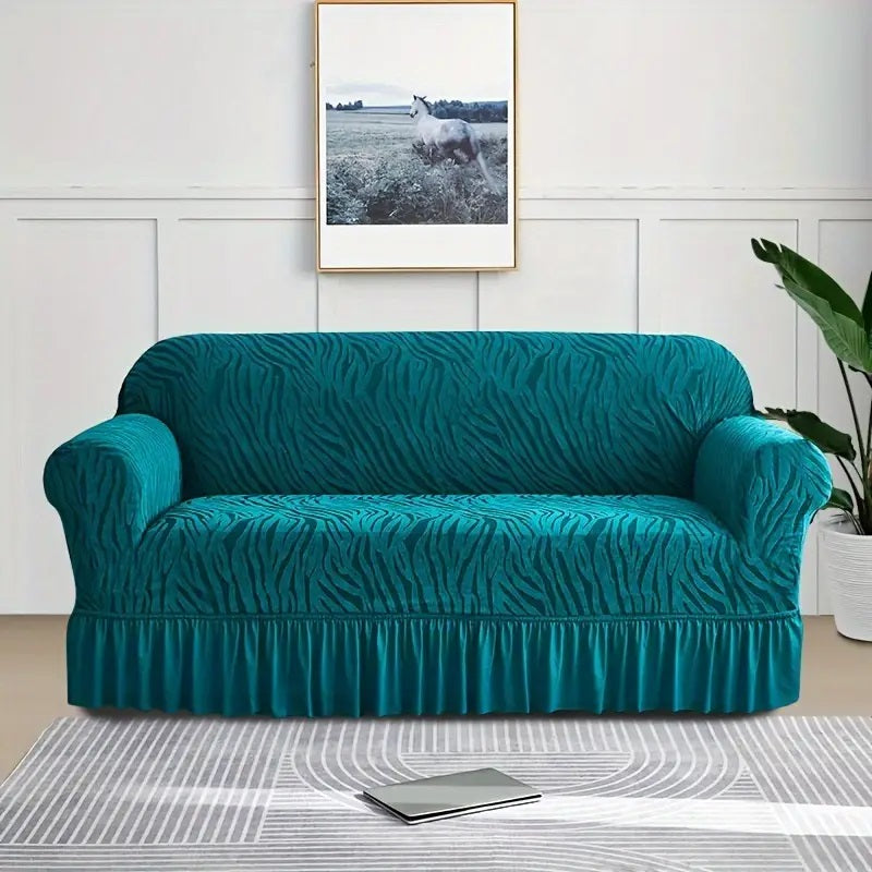 Zebra Velvet Sofa Covers With Frill & Without Frill - All Colors