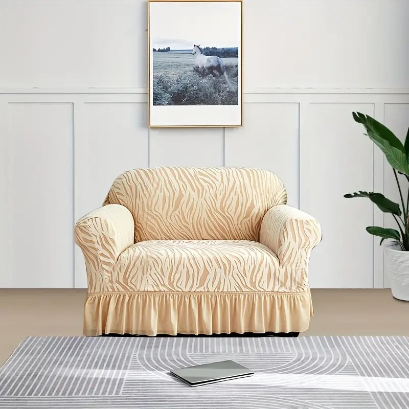 Zebra Velvet Sofa Covers With Frill & Without Frill - All Colors