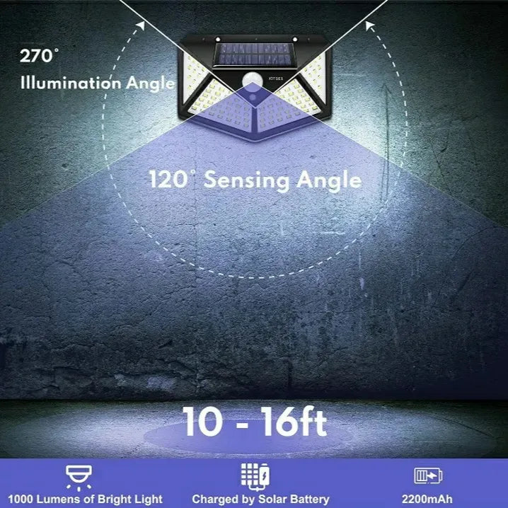 100 LED Solar Motion Sensor Light 3 Modes