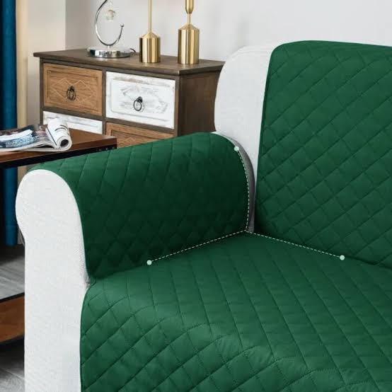 Cotton Quilted Sofa Couch Cover - Sofa Protectors (Green)