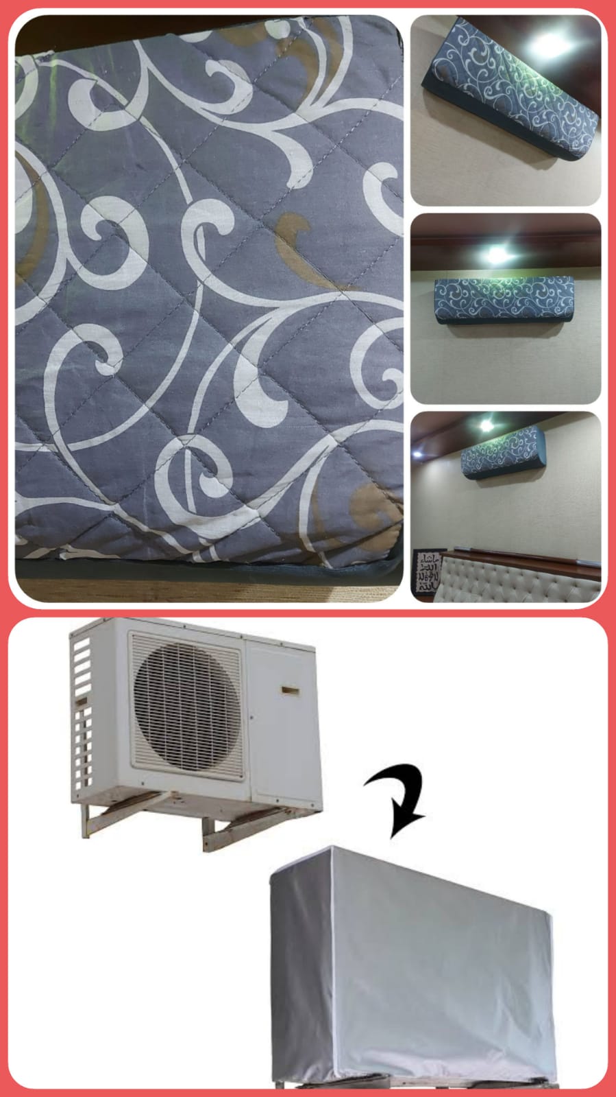 Printed Quilted AC Cover - Scroll Grey