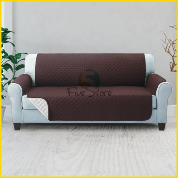 Cotton Quilted Sofa Couch Cover - Sofa Slipcovers (Chocolate Brown) 5storepk