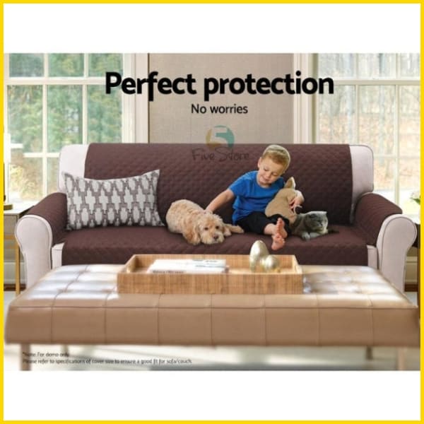 Cotton Quilted Sofa Couch Cover - Sofa Slipcovers (Chocolate Brown) 5storepk