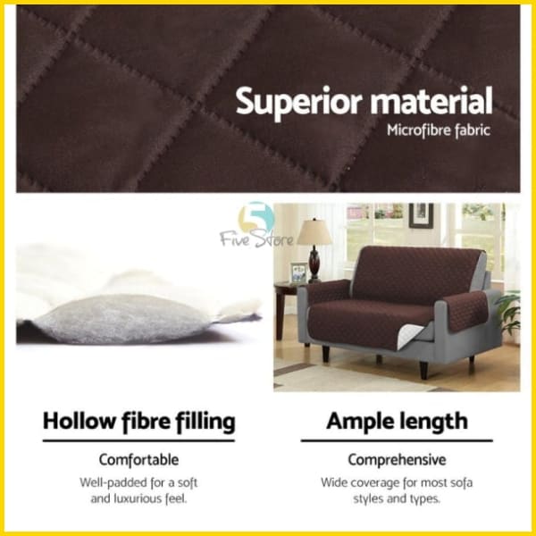 Cotton Quilted Sofa Couch Cover - Sofa Slipcovers (Chocolate Brown) 5storepk