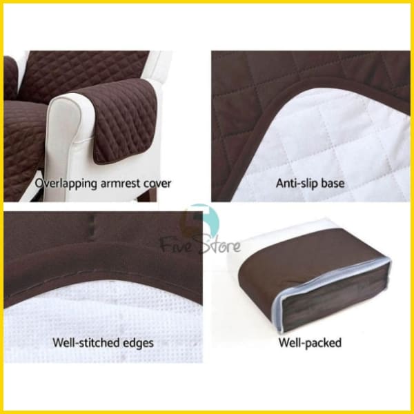 Cotton Quilted Sofa Couch Cover - Sofa Slipcovers (Chocolate Brown) 5storepk