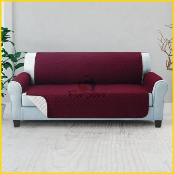 Cotton Quilted Sofa Couch Cover - Sofa Slipcovers (Maroon) 5storepk