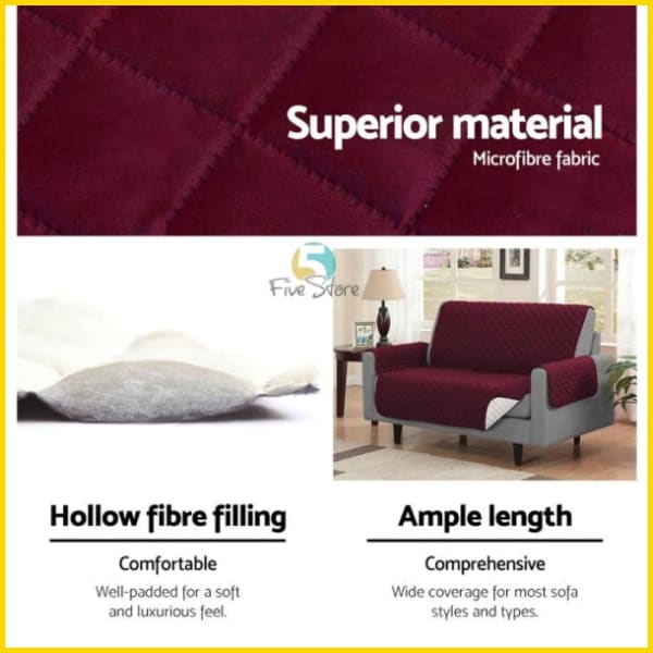 Cotton Quilted Sofa Couch Cover - Sofa Slipcovers (Maroon) 5storepk