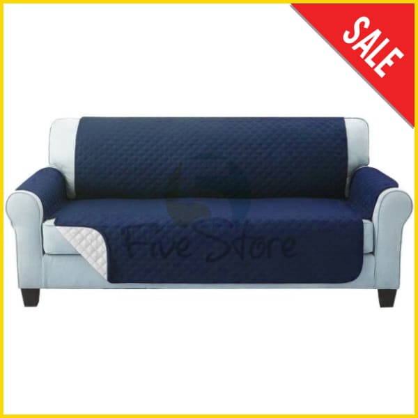 Cotton Quilted Sofa Couch Cover - Sofa Slipcovers (Navy Blue) 5storepk 1 Seat