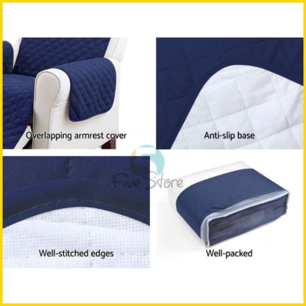 Cotton Quilted Sofa Couch Cover - Sofa Slipcovers (Navy Blue) 5storepk