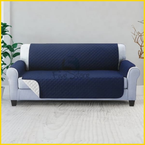 Cotton Quilted Sofa Couch Cover - Sofa Slipcovers (Navy Blue) 5storepk