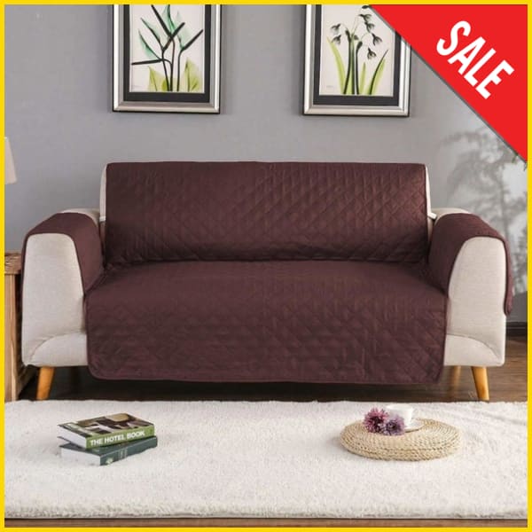 Cotton Quilted Sofa Runner - Sofa Coat (Chocolate Brown) 5storepk 3+3+2 Seat