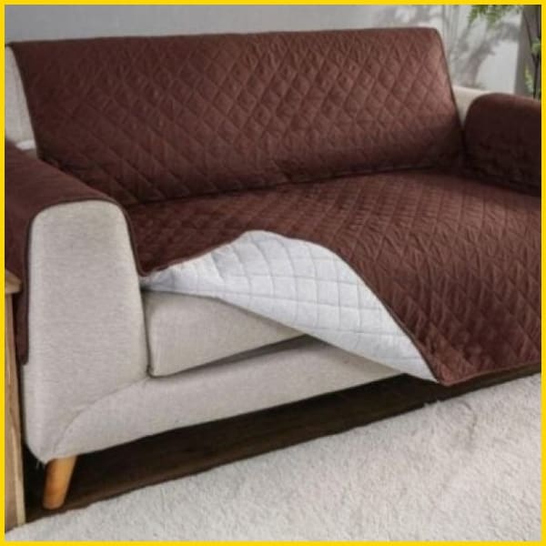 Cotton Quilted Sofa Runner - Sofa Coat (Chocolate Brown) 5storepk