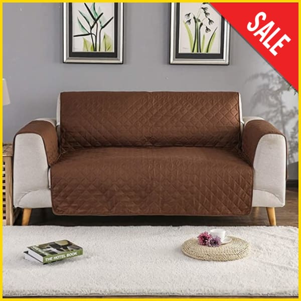 Cotton Quilted Sofa Runner - Sofa Coat (Copper Brown) 5storepk 3+3+2 Seat
