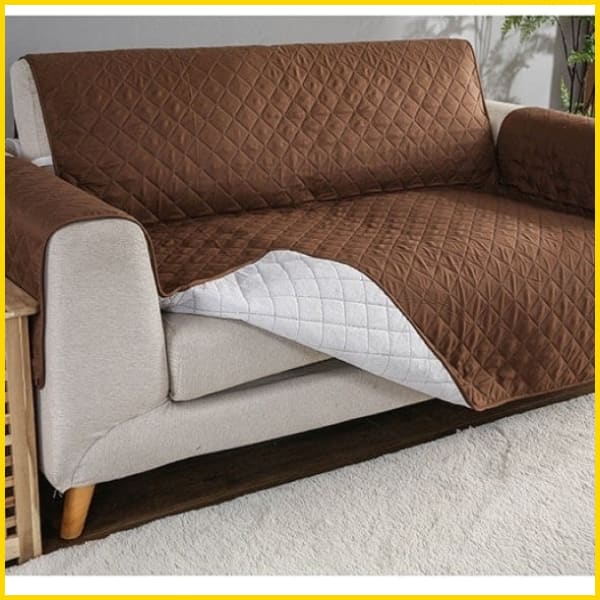 Cotton Quilted Sofa Runner - Sofa Coat (Copper Brown) 5storepk