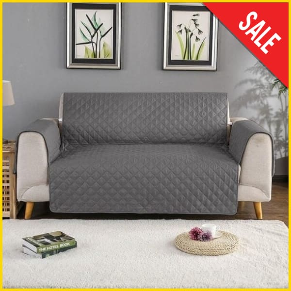 Cotton Quilted Sofa Runner - Sofa Coat (Grey) 5storepk 3+3+2 Seat