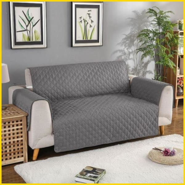 Cotton Quilted Sofa Runner - Sofa Coat (Grey) 5storepk
