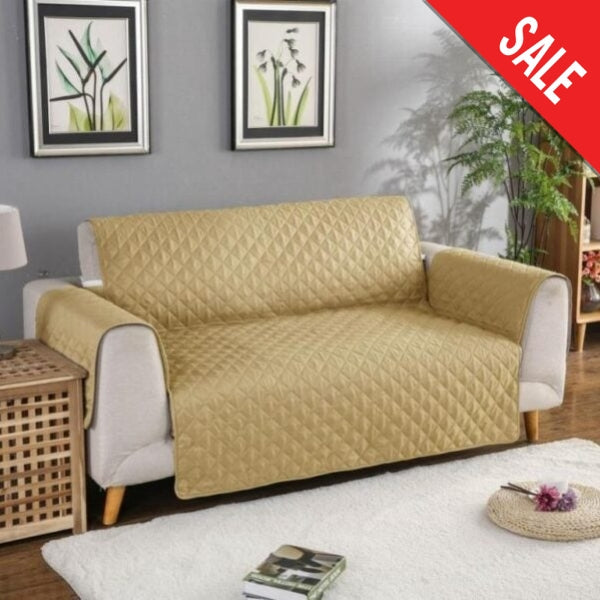 Cotton Quilted Sofa Runner β Sofa Coat (Beige) 5store.pk 1 Seat