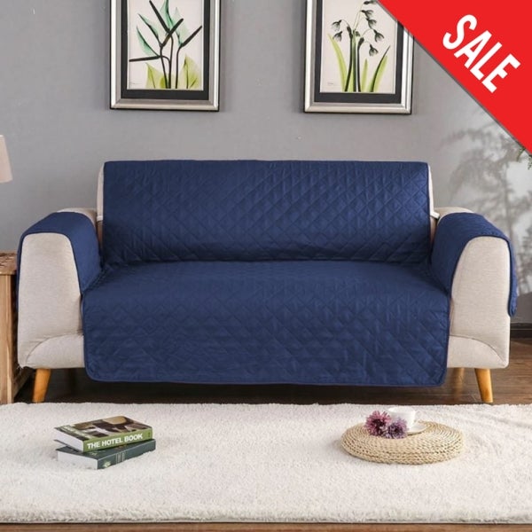 Cotton Quilted Sofa Runner - Sofa Coat (Navy) 5storepk 2 Seat