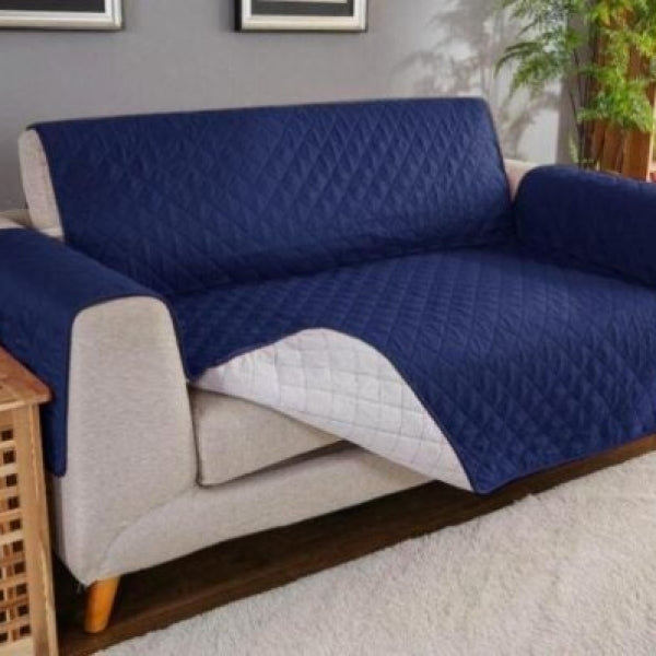 Cotton Quilted Sofa Runner - Sofa Coat (Navy) 5storepk