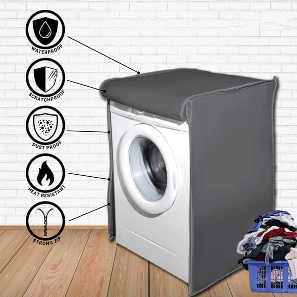 Waterproof Front Loaded Washing Machine Cover (Grey Color - All Sizes Available)