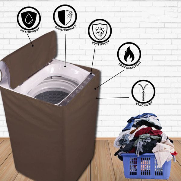 Waterproof Top Loaded Washing Machine Cover (Brown Color - All Sizes Available)