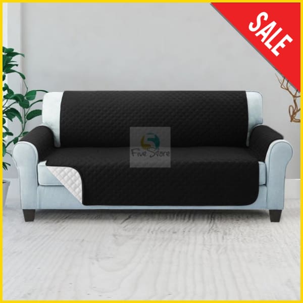 Quilted Sofa Couch Cover - Sofa Slipcovers (Black) 5store.pk 1 Seat