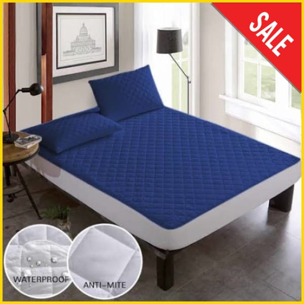 Rich Cotton Quilted 100% Waterproof Mattress Protector - (All Sizes Available) 5storepk King 72x78 Inches Blue