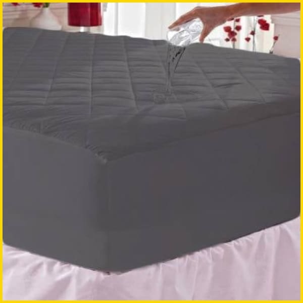 Rich Cotton Quilted 100% Waterproof Mattress Protector - Dark Grey-(All Sizes Available) 5storepk
