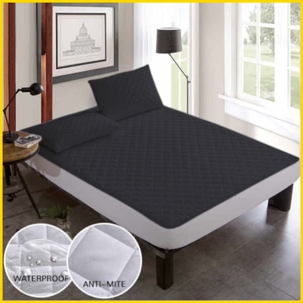 Rich Cotton Quilted 100% Waterproof Mattress Protector - Dark Grey-(All Sizes Available) 5storepk