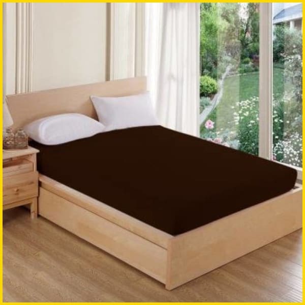 Terry Cotton Waterproof Mattress Protector (Dark Brown) Mattress Protectors 5store.pk