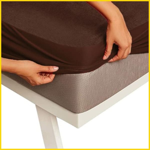 Terry Cotton Waterproof Mattress Protector (Dark Brown) Mattress Protectors 5store.pk